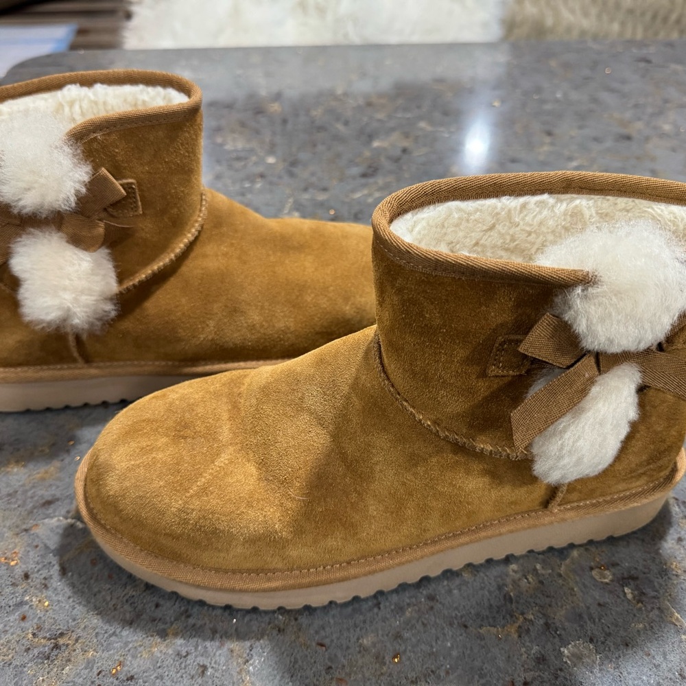 Tan Koolaburra by Ugg Suede Ankle Boots with Bow